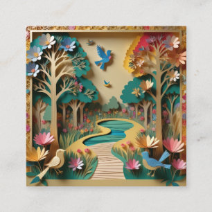 The Intricately detailed gold colour 3d paper patc Square Business Card