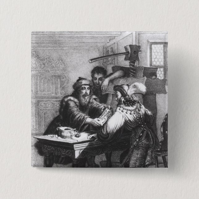 The Invention of Printing, 1827 2 Inch Square Button (Front)