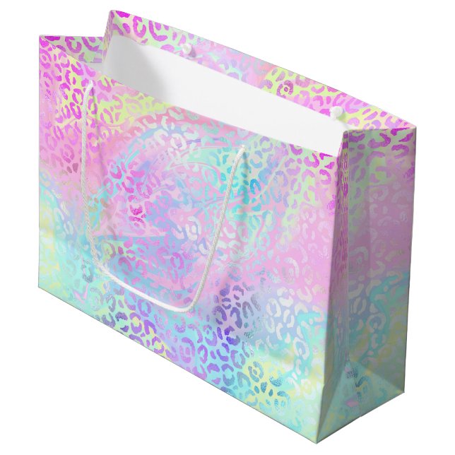 The Iridescent Leopard Series Design 10 Large Gift Bag (Front Angled)
