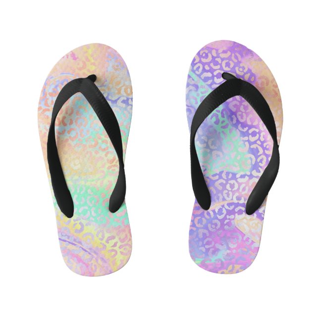The Iridescent Leopard Series Design 3 Kid's Flip Flops (Footbed)