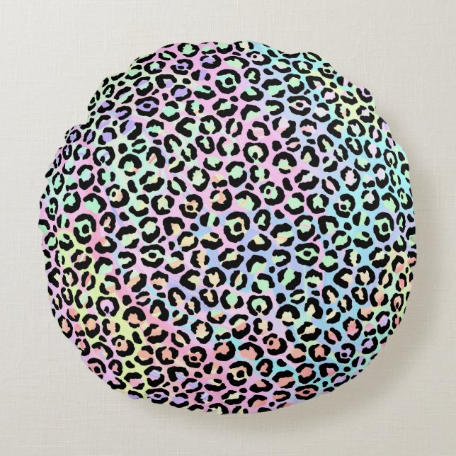 The Iridescent Leopard Series Design 5 Round Pillow (Front)