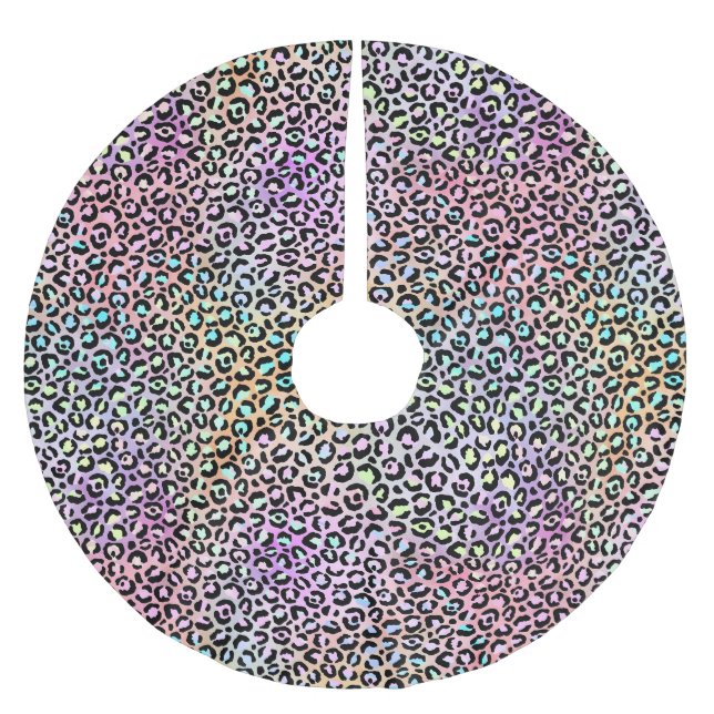 The Iridescent Leopard Series Design 6 Brushed Polyester Tree Skirt (Front)