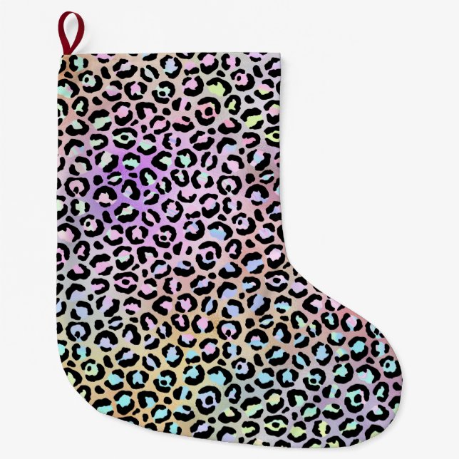 The Iridescent Leopard Series Design 6 Large Christmas Stocking (Front)