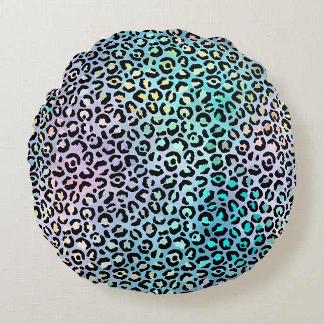 The Iridescent Leopard Series Design 8 Round Pillow (Front)