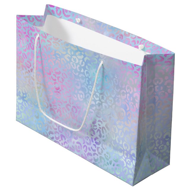 The Iridescent Leopard Series Design 9 Large Gift Bag (Front Angled)