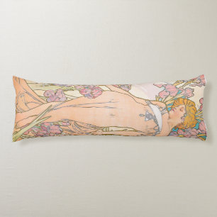 The Iris (1897) by Alphonse Mucha Body Pillow