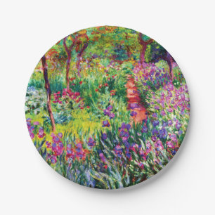 The Iris Garden at Giverny by Claude Monet Paper Plate