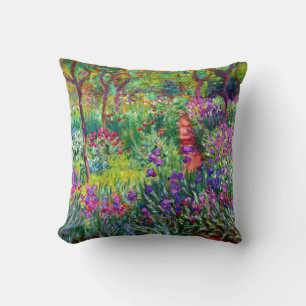 The Iris Garden at Giverny Monet Fine Art Throw Pillow