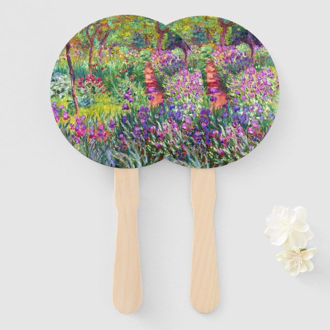 The Iris Garden by Claude Monet Keychain Hand Fan (Front and Back)