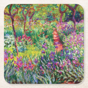 The Iris Garden by Claude Monet Square Paper Coaster