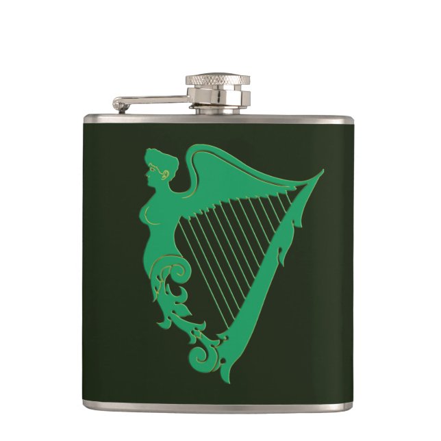 The Irish harp - a symbol of Ireland Hip Flask (Front)