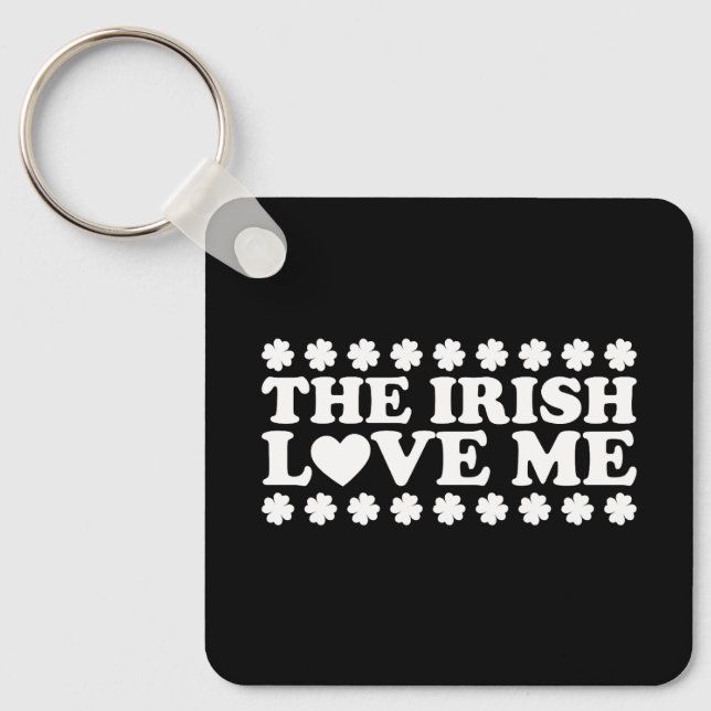 The Irish Love Me Shamrock St Patrick's Day Retro Keychain (Front)