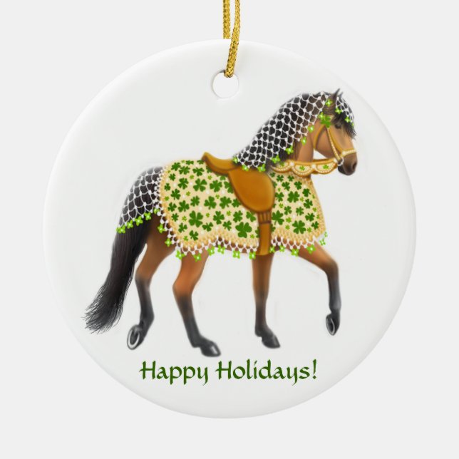 The Irish Shamrock Parade Horse Ornament (Front)