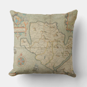 The Irish Vintage Digital Maps Design Throw Pillow