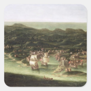 The Island of Barbados, c.1694 (oil on canvas) Square Sticker
