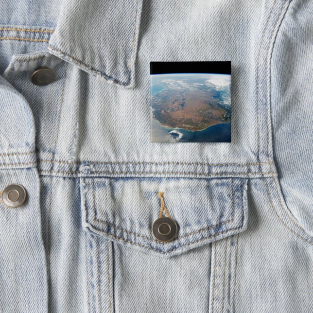 The Island Of Madagascar. 2 Inch Square Button (In Situ)