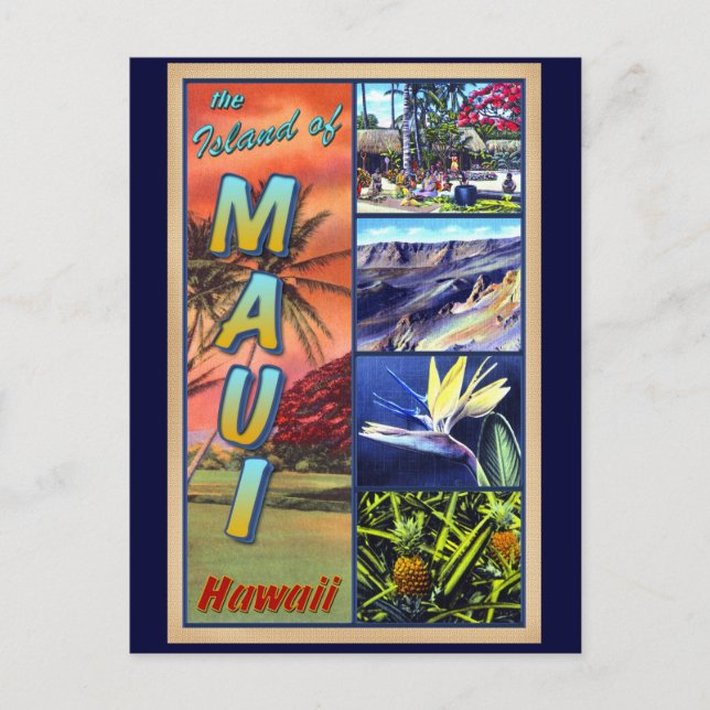 The Island of Maui Hawaii Postcard (Front)