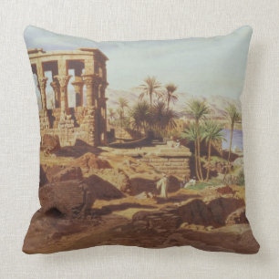 The Island of Philae, 1866 (w/c) Throw Pillow