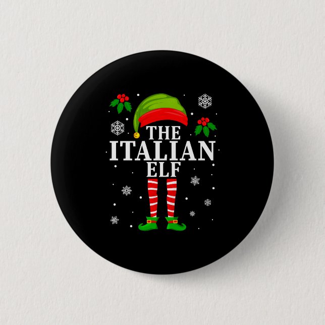 The Italian Elf Family Matching Christmas Pajama L 2 Inch Round Button (Front)