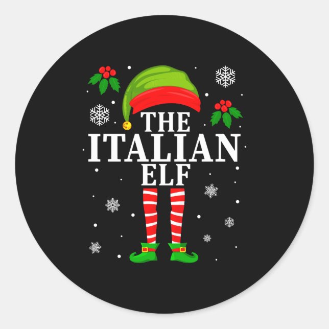 The Italian Elf Family Matching Christmas Pajama L Classic Round Sticker (Front)