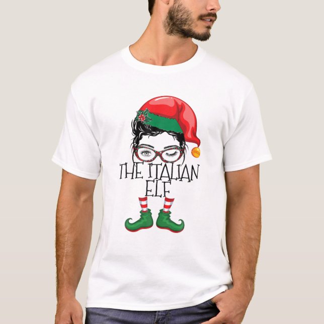 The Italian Elf Matching Family Pyjamas Christmas T-Shirt (Front)