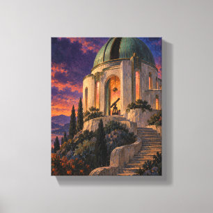 The Jade Observatory at Persimmon Dusk - Neo Deco  Canvas Print