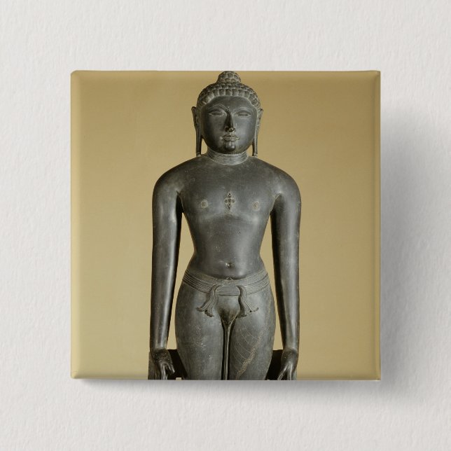 The Jain Tirthankara, Parsvanatha, Rajasthan, Prat 2 Inch Square Button (Front)