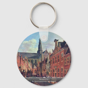 The Jansstraat In Haarlem With The St. Bavochurch Keychain