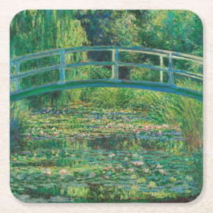 The Japanese Bridge (Water-Lily Pond), Monet Square Paper Coaster