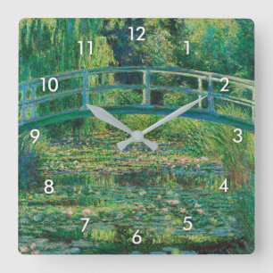 The Japanese Bridge (Water-Lily Pond), Monet Square Wall Clock