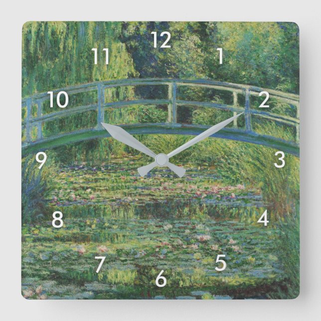 The Japanese Bridge (Water-Lily Pond), Monet Square Wall Clock (Front)