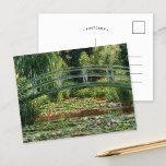 The Japanese Footbridge | Claude Monet Postcard<br><div class="desc">The Japanese Footbridge and the Water Lily Pool by French Impressionist artist Claude Monet. Original fine art painting is an oil on canvas of a garden with water lilies under the Japanese footbridge. 

Use the design tools to add custom text or personalize the image.</div>