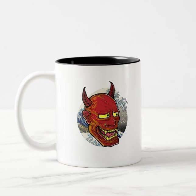 The Japanese Hannya Mask Two-Tone Coffee Mug (Left)