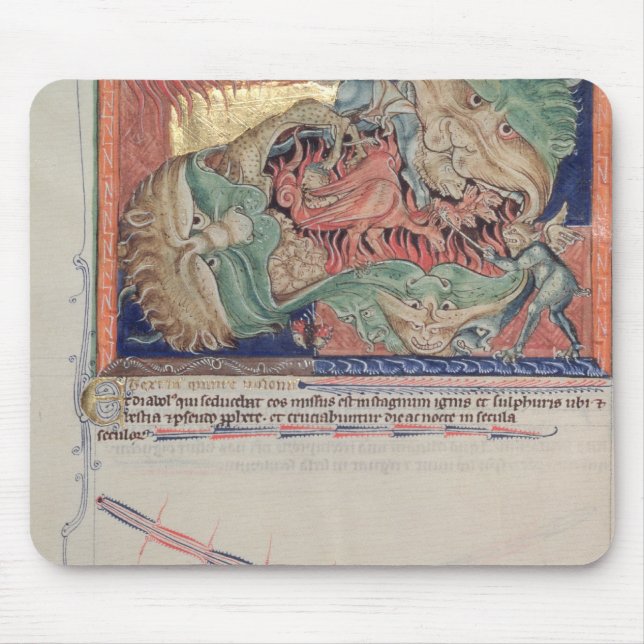 The jaws of Hell swallowing the red dragon Mouse Pad (Front)