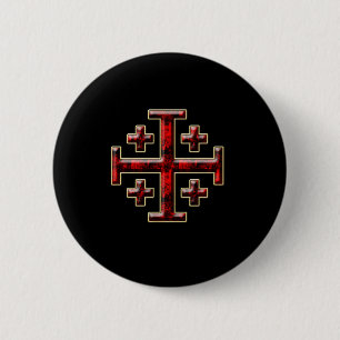 The Jerusalem Cross - Black Back 2 Inch Round Button