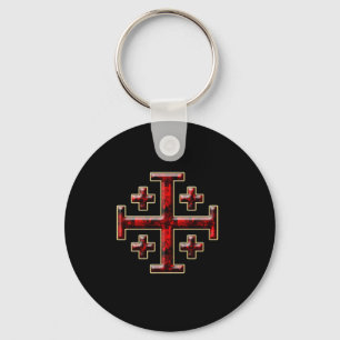 The Jerusalem Cross - Black Back Keychain