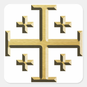 The Jerusalem Cross - Gold Beveled Edition Square Sticker
