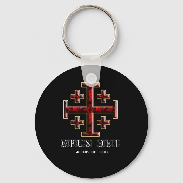 The Jerusalem Cross - ver 1 - Opus Dei - Black Keychain (Front)