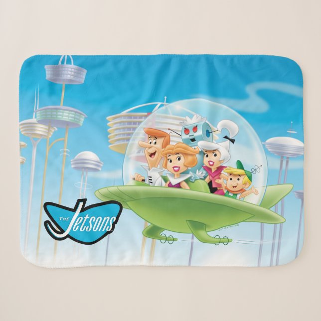 The Jetsons | The Family Flying Car Sherpa Blanket (Front (Horizontal))
