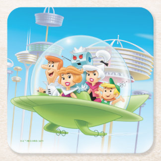The Jetsons | The Family Flying Car Square Paper Coaster