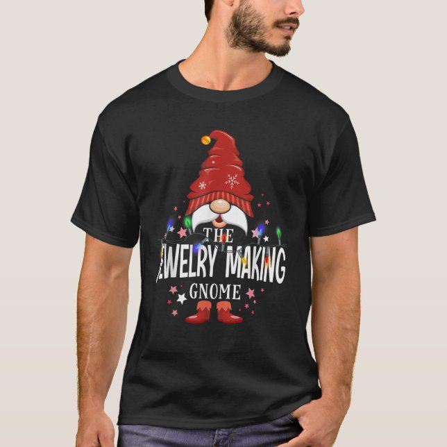 The Jewelry Making Gnome Matching Family Christmas T-Shirt (Front)