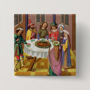 The Jews' Passover, facsimile of a 15th century mi 2 Inch Square Button