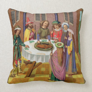 The Jews' Passover, facsimile of a 15th century mi Throw Pillow