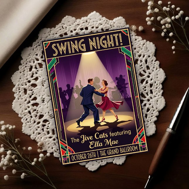 The Jive Cats Swing Night Vintage  Postcard (Creator Uploaded)