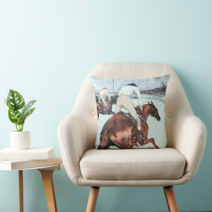 The Jockey drawing by Henri de Toulouse-Lautrec Throw Pillow