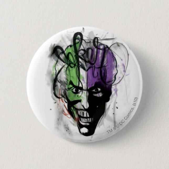 The Joker Neon Airbrush Portrait 2 Inch Round Button (Front)