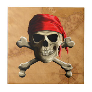 The Jolly Roger Pirate Map Tile
