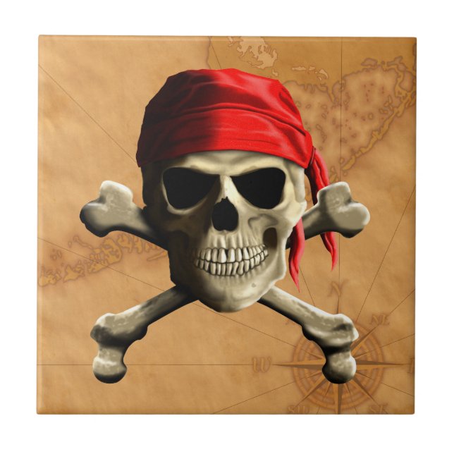 The Jolly Roger Pirate Map Tile (Front)