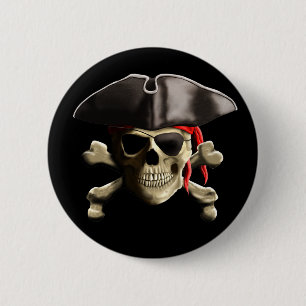 The Jolly Roger Pirate Skull 2 Inch Round Button
