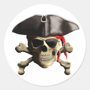 The Jolly Roger Pirate Skull Classic Round Sticker